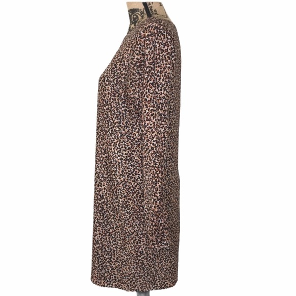 LOFT Leopard Print Shift Longsleeve Dress - Picture 2 of 5